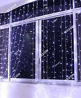 Новогодняя светодиодная гирлянда-штора 180 LED 1.8 м*1.5 м прозр. провод 2.2мм белый статический