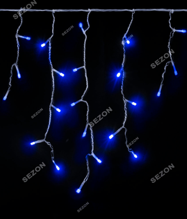 Новорічна світлодіодна гірлянда-бахрома 200 LED прозорий провід 5м*0.5 м синій, фото 2