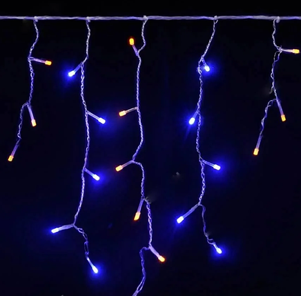 Новорічна світлодіодна гірлянда-бахрома 120 LED 3м*0.5 м жовто-синій BY, фото 2