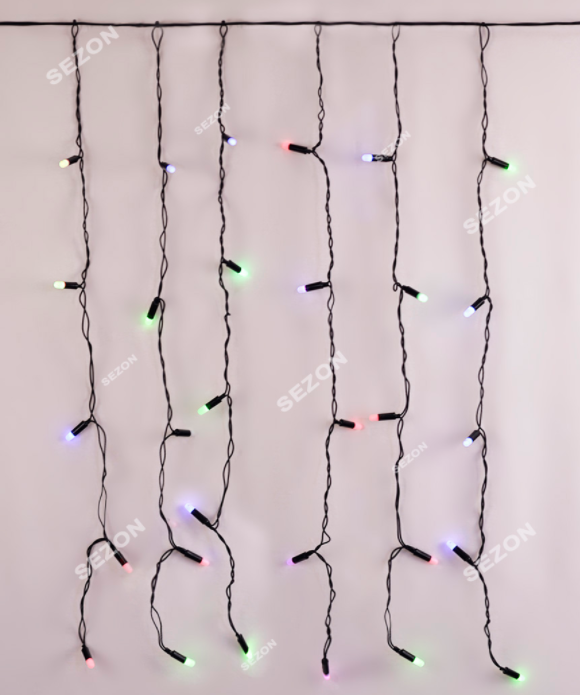 Новорічна світлодіодна гірлянда-штора Пальчик LED 2.5 м*0.8 м мульти RGB