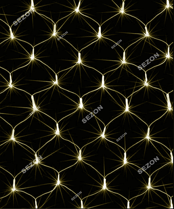 Новорічна світлодіодна гірлянда-штора Сітка 100 LED 1.2 м*1.2 м теплий білий, фото 1