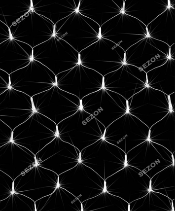 Новорічна світлодіодна гірлянда-штора Сітка 100 LED 1.2 м*1.2 м білий, фото 1