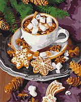 Картина за номерами Пряне какао зі сніжком 40x50. На полотні з підрамником
