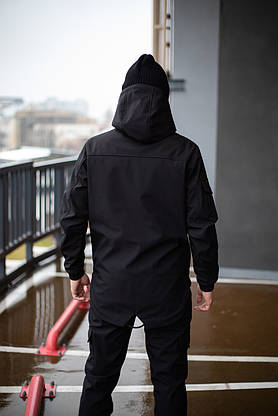 Чоловічий костюм Softshell чорний демісезонний Intruder. Куртка чоловіча, штани утеплені, фото 3