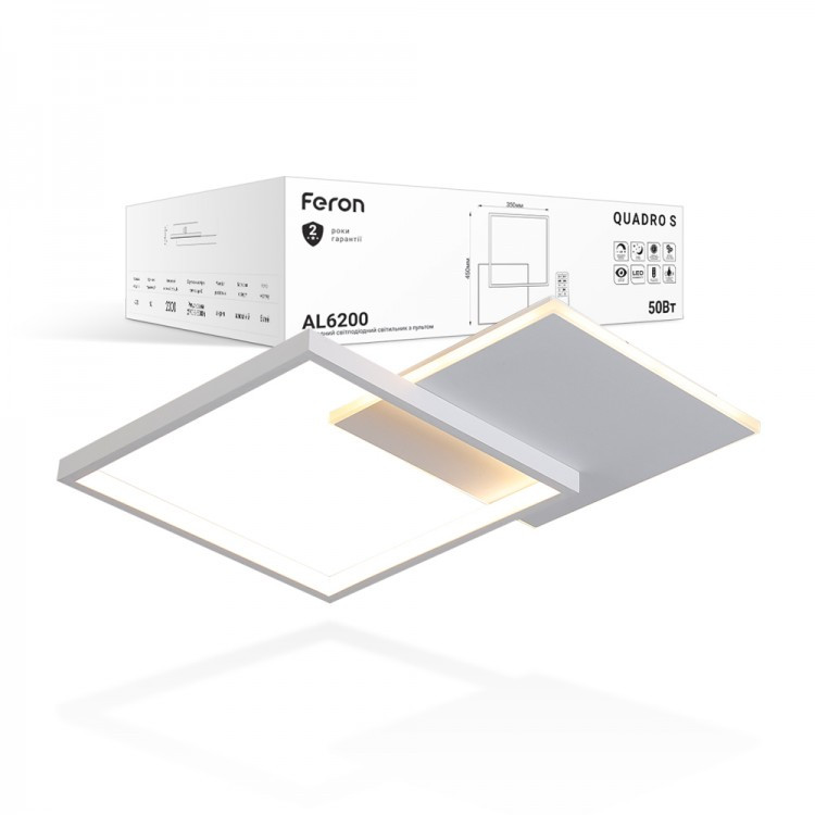 Світлодіодний світильник Feron AL6200 QUADRO S 50 W білий