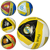 Мяч футбольный EV 3193 (30шт) размер 5, ПВХ 1,8мм, 2слоя, 32панели, 300-320г, 5видов(клубы)
