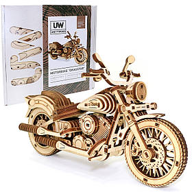 Дерев'яний 3D конструктор Мотоцикл DragStar UnityWood 129 деталей 15,5*8,5*6 см (UW-012)