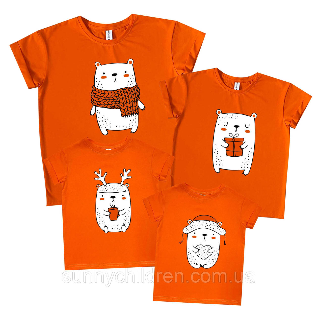 Комплект 3 Family look 2 доз.+1 дет. футболки Ведмедики — 7 кольорів