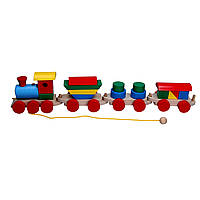Игрушка детская Паровоз 3 вагона цементовоз товарный и вагончик с цилиндрами разборной Komarovtoys Р 202