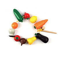 Детская развивающая игрушка Шнуровка Фрукты и овощи 10 элементов Komarovtoys К141