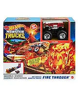 Игровой набор прыжки через огонь Хот Вилс Hot Wheels Monster Trucks Fire Through Playset