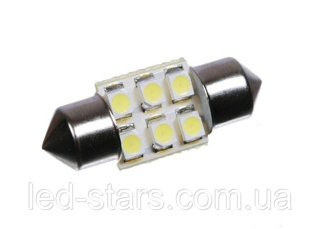Світлодіодна софітна автолампа T10, 31 mm, 6 pcs 3528 (36 Lm)