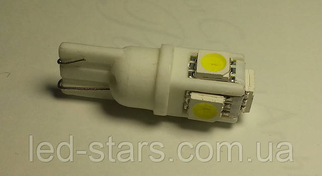 Світлодіодна біла (White) автолампа T10 (W5W)5PCS 5050 SMD(70 Lm) ceramic lamp (Modern CAR)