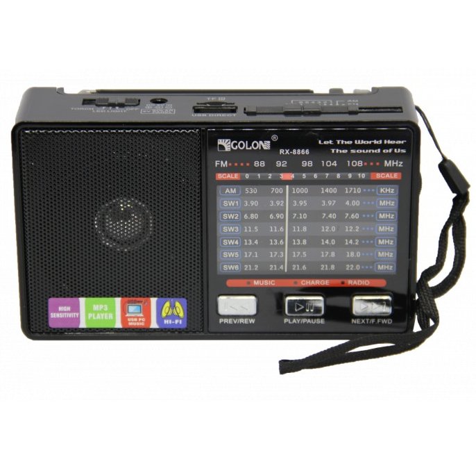 Радіо Golon RX-8866 | Портативний радіоприймач | Радіо SD/USB з ліхтариком