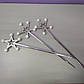 Чарівна срібляста паличка у формі зірочки з білими помпонами 1 шт, фото 4