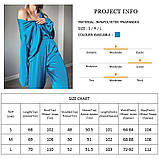 Піжама жіноча атласна. Комплект шовковий для дому, сну з довгим рукавом, розмір M (блакитний), фото 9