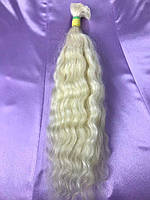 Натуральные волосы для наращивания блонд волна 50 см 50 грамм