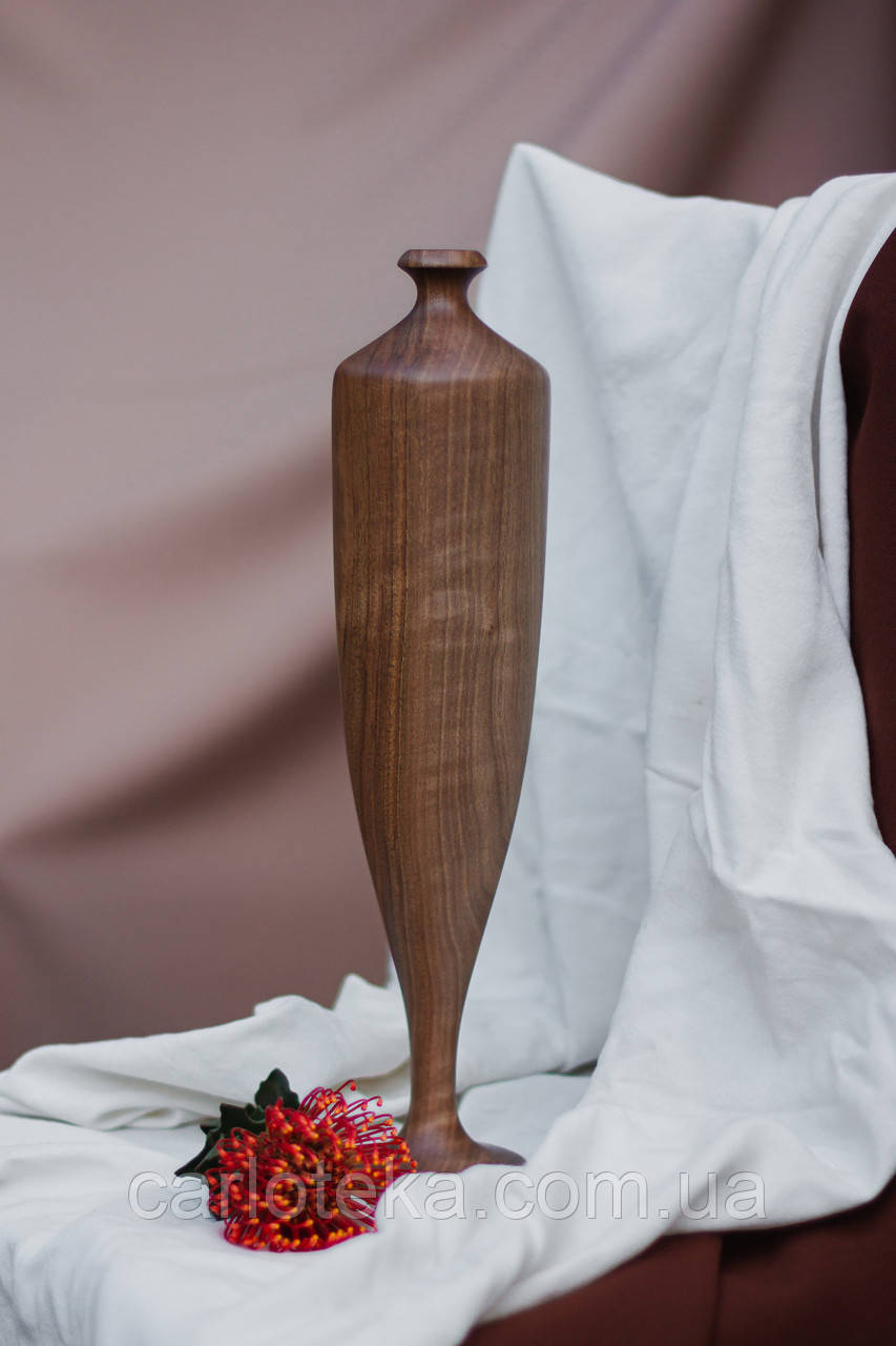 Декоративна ваза з натурального дерева "Бокал". Горіх