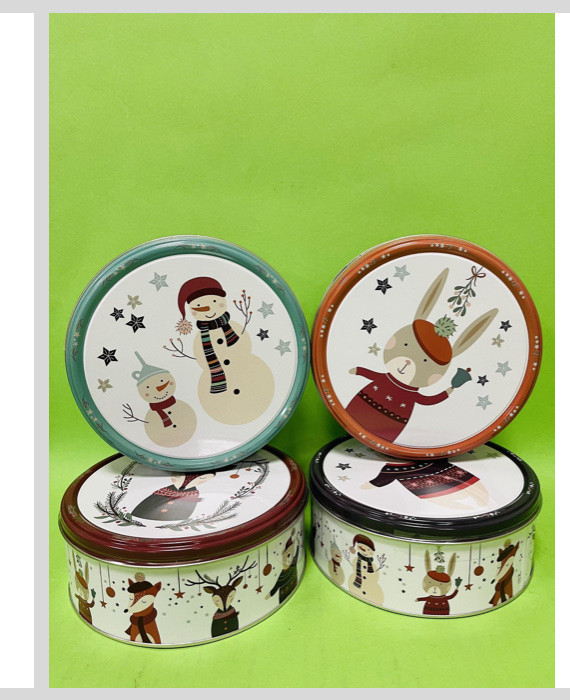 Печиво Jacobsens Winter Woodland 150г — новорічне пісочне вершкове печиво в залізній банці з лісовими тваринами (Данія), фото 1