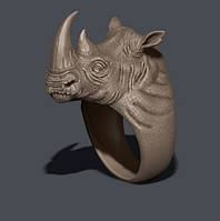 Серебряный перстень носорог