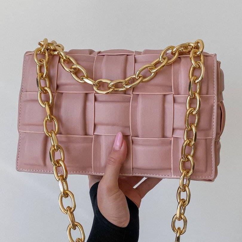 Жіноча сумка Bottega Veneta The Chain Cassette Light Pink | Плетений клатч Боттега Венета Рожевий, фото 1
