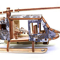 Дерев'яний 3D конструктор механічний Вертоліт Хьюї UnityWood 62 деталей 22,5*5,7*6,8 см (UW-011), фото 6