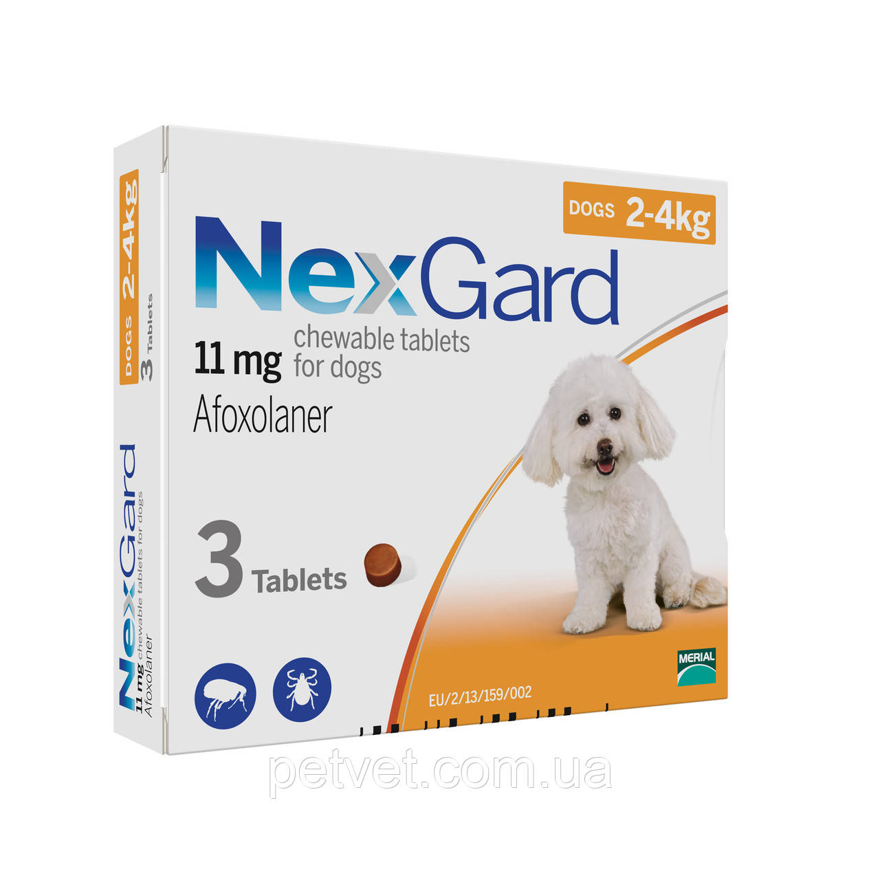 Нексгард (NexGard S) таблетки від бліх і кліщів для собак 2-4 кг.