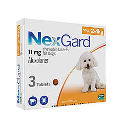 Нексгард (NexGard S) таблетки від бліх і кліщів для собак 2-4 кг.