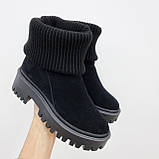 Жіночі чорні замшеві черевики з панчохом-дов'язом на тракторній підошві SANDRA, фото 2