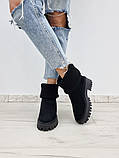 Жіночі чорні замшеві черевики з панчохом-дов'язом на тракторній підошві SANDRA, фото 5