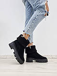 Жіночі чорні замшеві черевики з панчохом-дов'язом на тракторній підошві SANDRA, фото 6