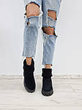 Жіночі чорні замшеві черевики з панчохом-дов'язом на тракторній підошві SANDRA, фото 7