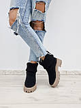 Жіночі чорні замшеві черевики з панчохом-дов'язом на тракторній підошві SANDRA, фото 8