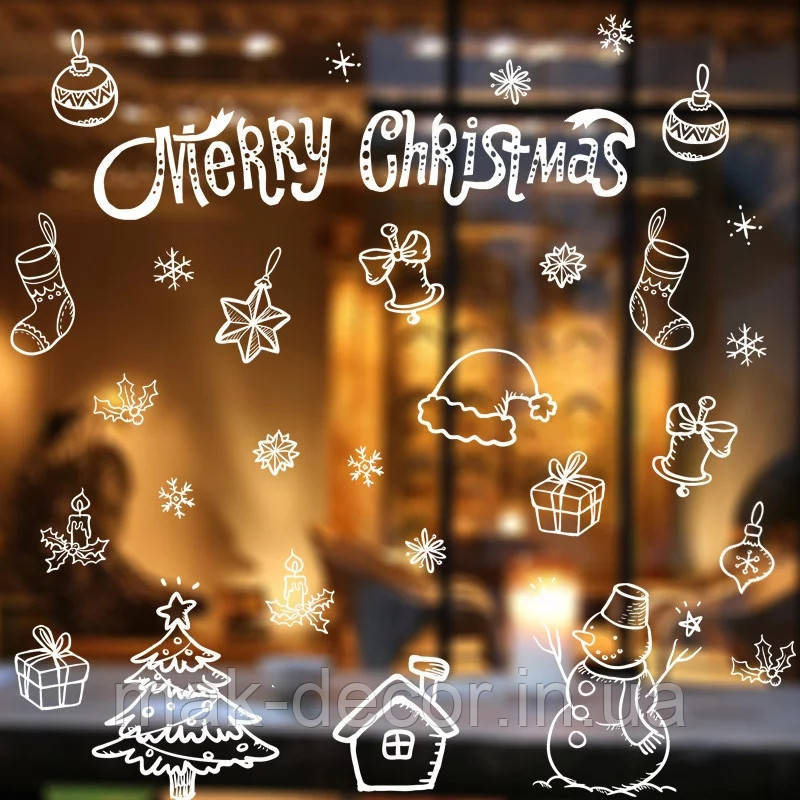 Новорічні наклейки " Merry Christmas 3 " 100х100 см