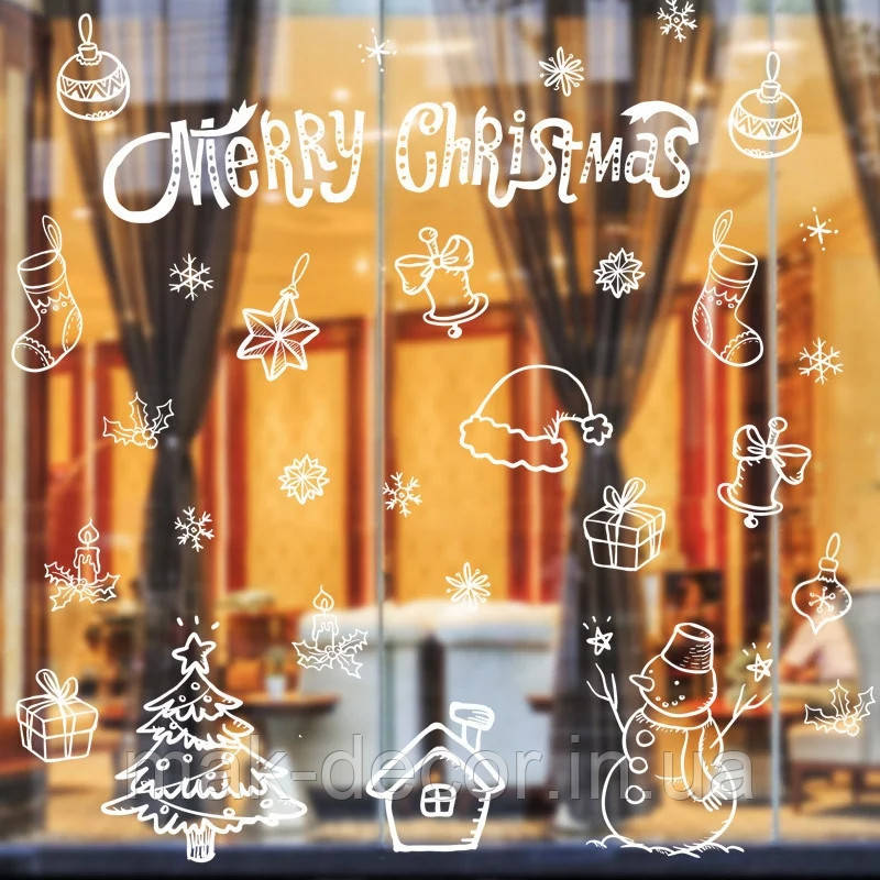 Новорічні наклейки " Merry Christmas 4 " 50х70 см