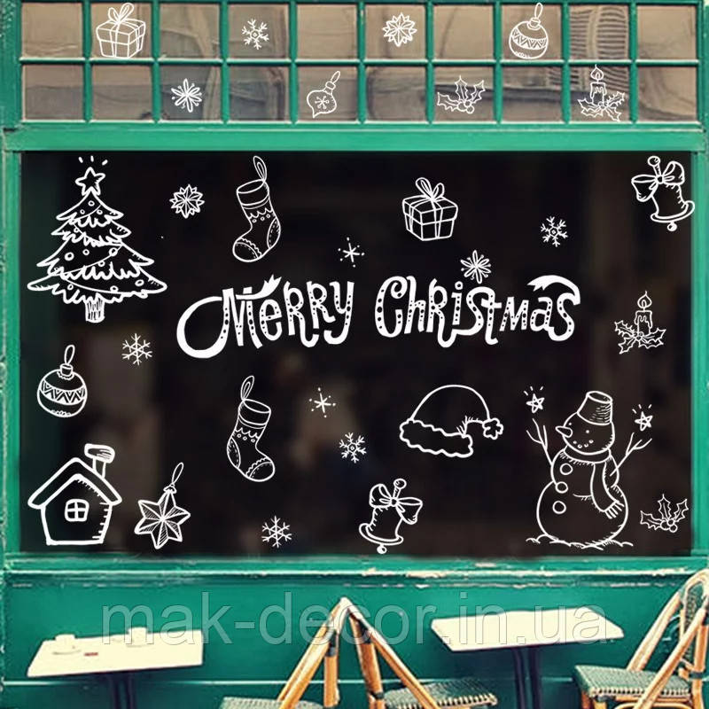 Новорічні наклейки " Merry Christmas 5 " 50х70 см