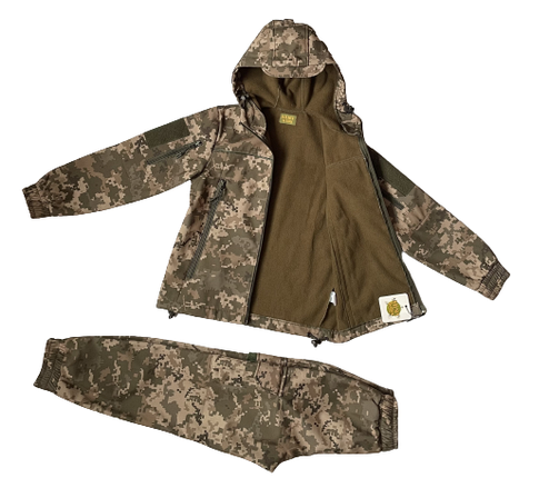 Костюм дитячий ARMY KIDS Скаут Софтшелл теплий камуфляж Піксель 164-170 см, фото 1