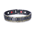 Чорний магнітний браслет (цільний) із позолотою. Силовий браслет, фото 2