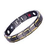 Чорний магнітний браслет (цільний) із позолотою. Силовий браслет, фото 3