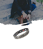 Чорний магнітний браслет (цільний) із позолотою. Силовий браслет, фото 5