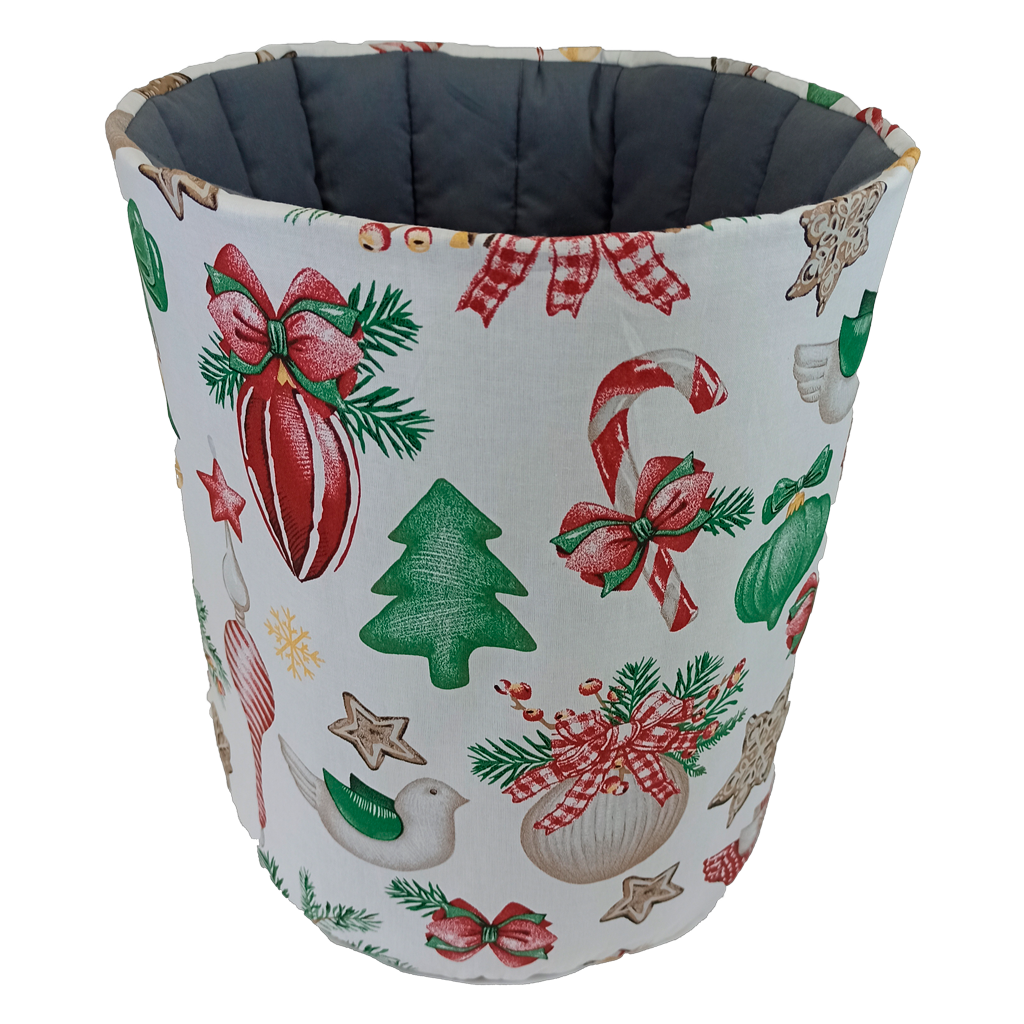 Мішок (кошик) для зберігання, Ø30*35 см, (бавовна), (Новорічні коники та іграшки на білому)