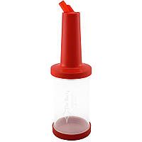 Бутылка с гейзером 1 л прозрачная (красная крышка) The Bars (PM01R)