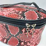 Косметичка жіноча у формі скриня зміїний принт, фото 3