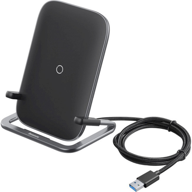 Бездротове зарядний пристрій BASEUS Rib Horizontal and Vertical Holder Wireless Charger Black (WXPG-01)