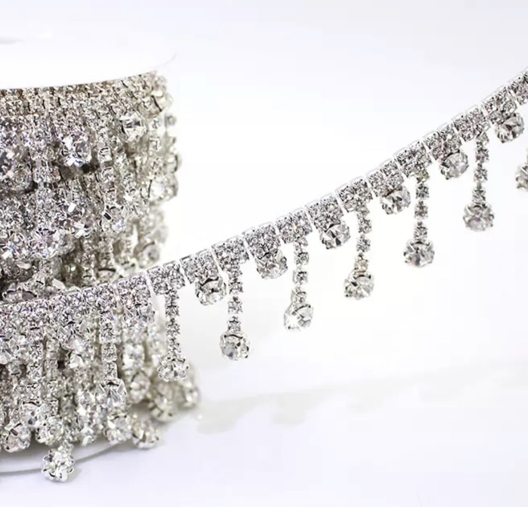 Стразова бахрома No15 Crystal, висота 2 см * 1 м