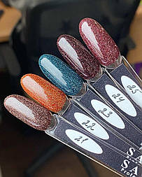 Гель-лак для нігтів із сяючими частинками рідкий SAGA Fiery gel 8 мл №23