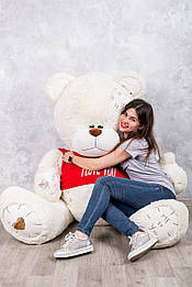 Ведмедик з латками плюшевий в футболці Me To You 2 метра Молочний (YK0121)