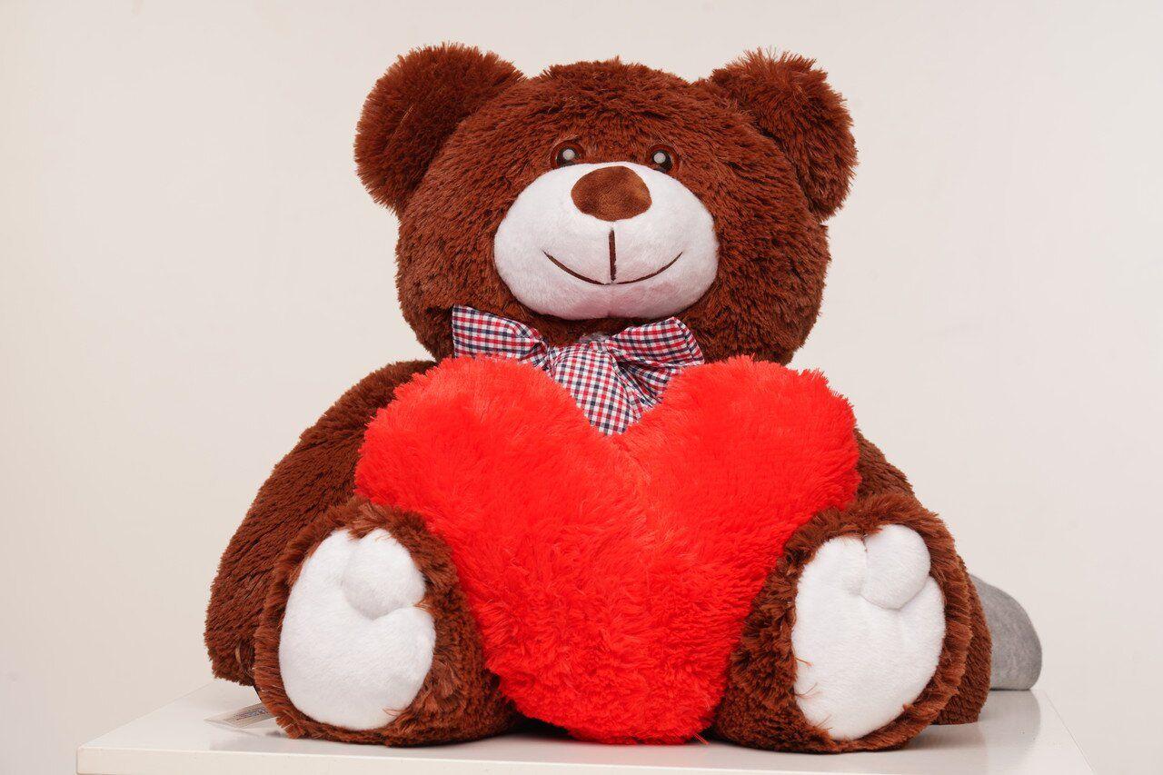 Плюшевий ведмідь з сердечком Джиммі 90 см Шоколадний (YK0029), фото 1