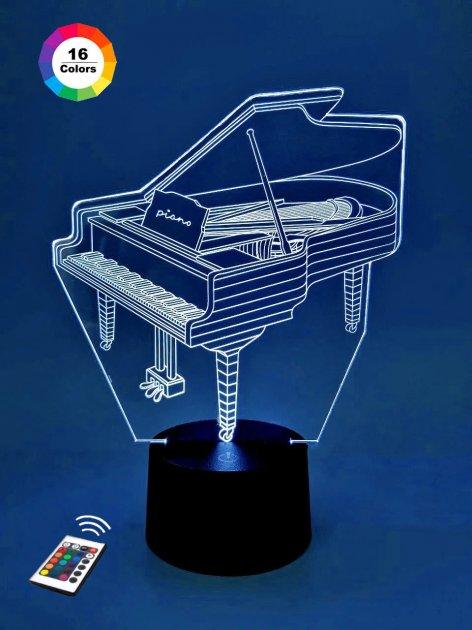 3D нічник "Рояль" (УВАЧНЕ ЗОБРАЖЕННЯ) + пульт ДК + мережевий адаптер +  батарейки (3ААА)  3DTOYSLAMP, фото 1