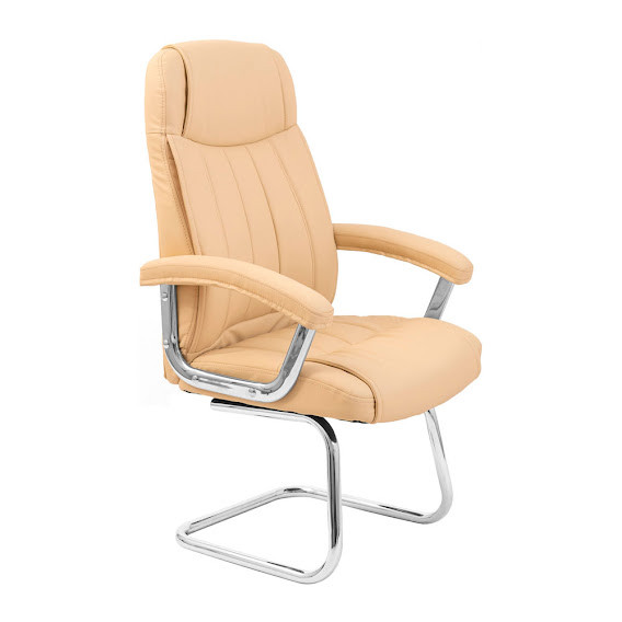 Крісло офісне Фабіо Ю CF хром підлокітники принстон шкірозамінник Флай 2201 (Richman ТМ)